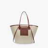 Tote Bag Straw Faux Leather with Central Zip and Inner Pocket