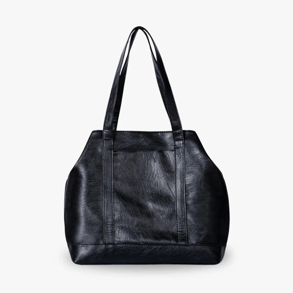Tote Bag Faux Leather with Zip, Key Hook and Top Handles