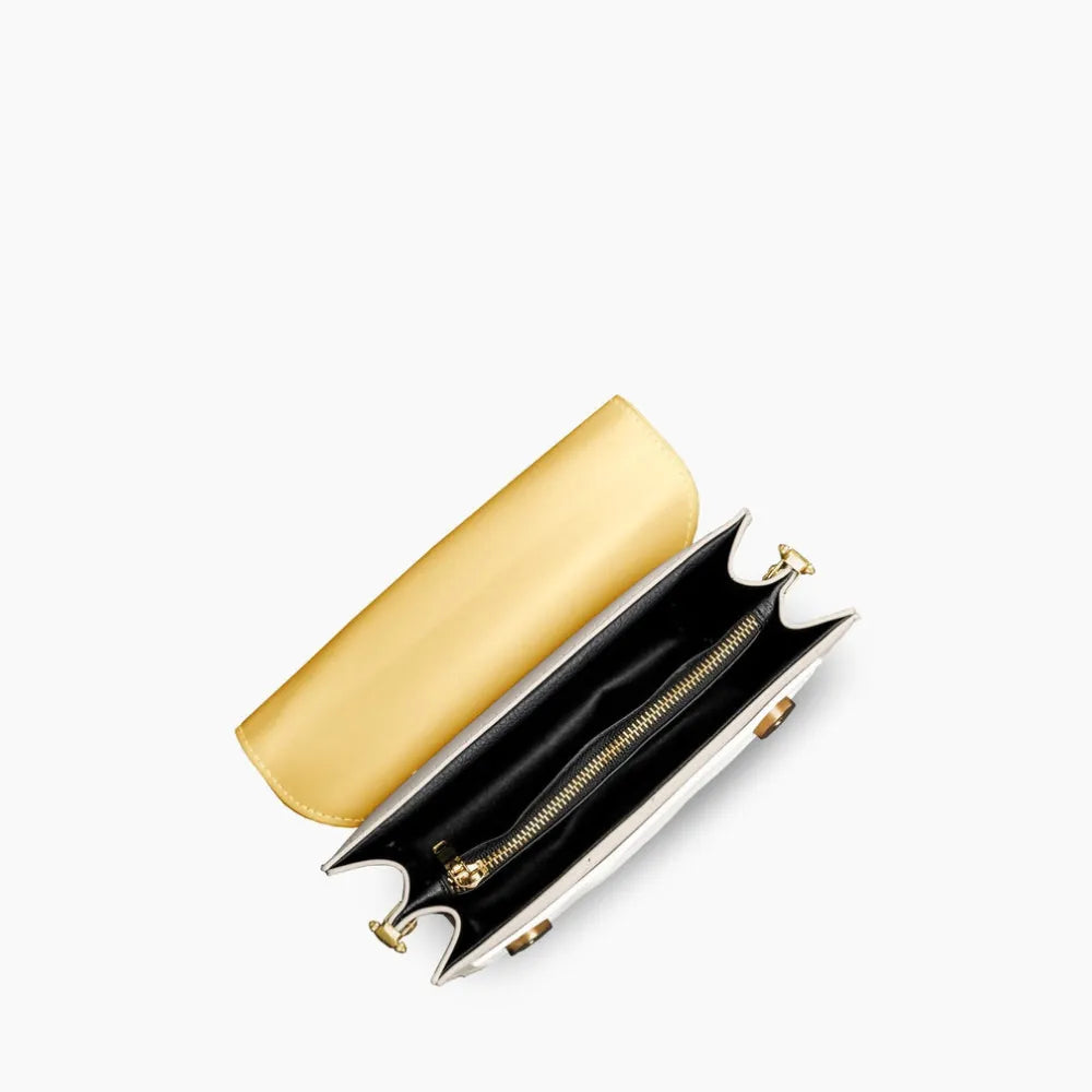 Crossbody Bag Faux Leather Two-Tone with Two Removable Straps