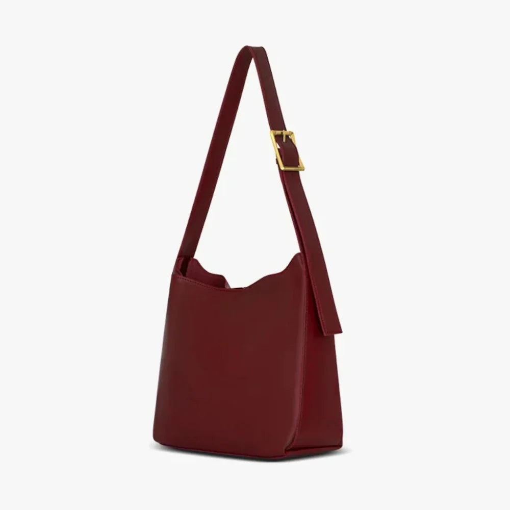 Shoulder Bag Faux Leather with Built-In Pouch and Magnetic Closure