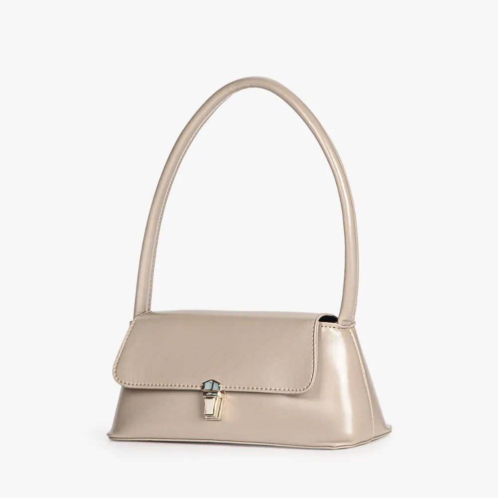 Shoulder Bag Faux Leather with Gold-Tone Hardware