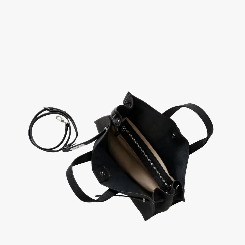 Tote Bag Grained Leather with Detachable Strap and Laptop Fit
