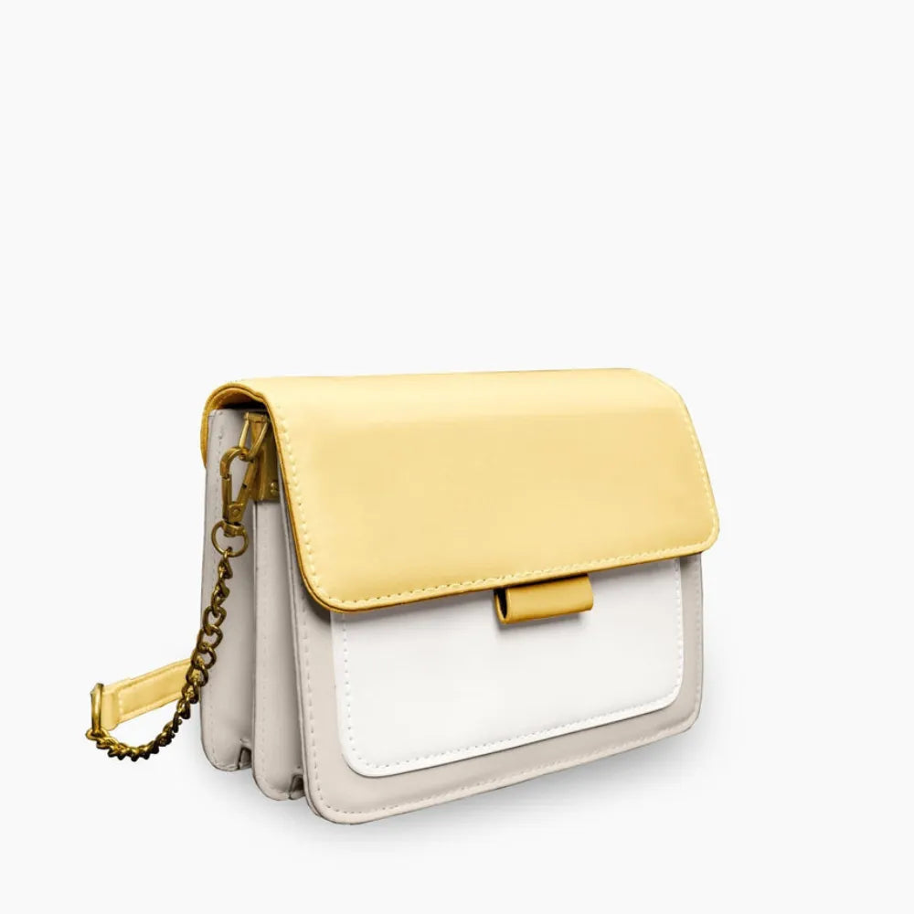 Crossbody Bag Faux Leather Two-Tone with Two Removable Straps
