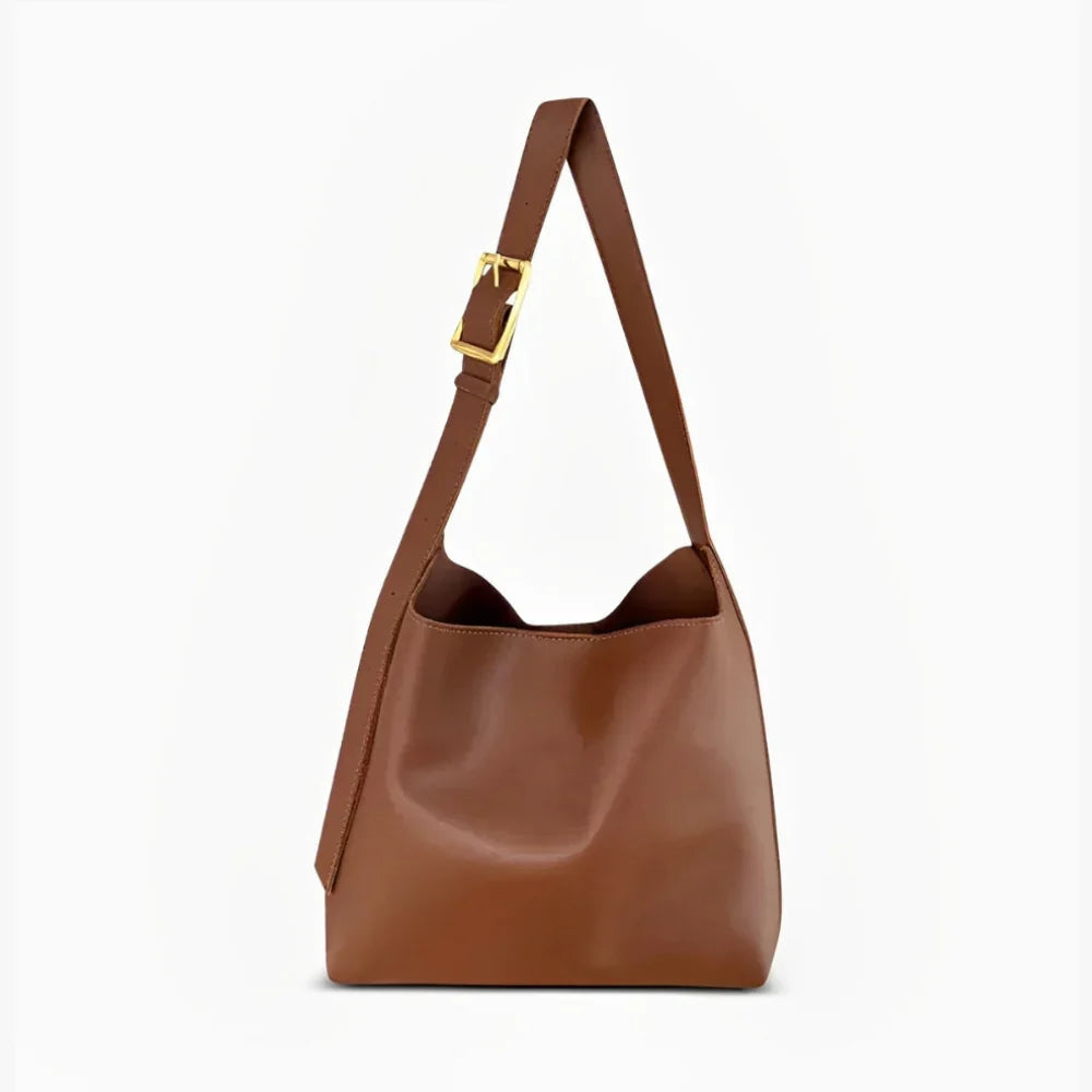 Shoulder Bag Faux Leather with Built-In Pouch and Magnetic Closure