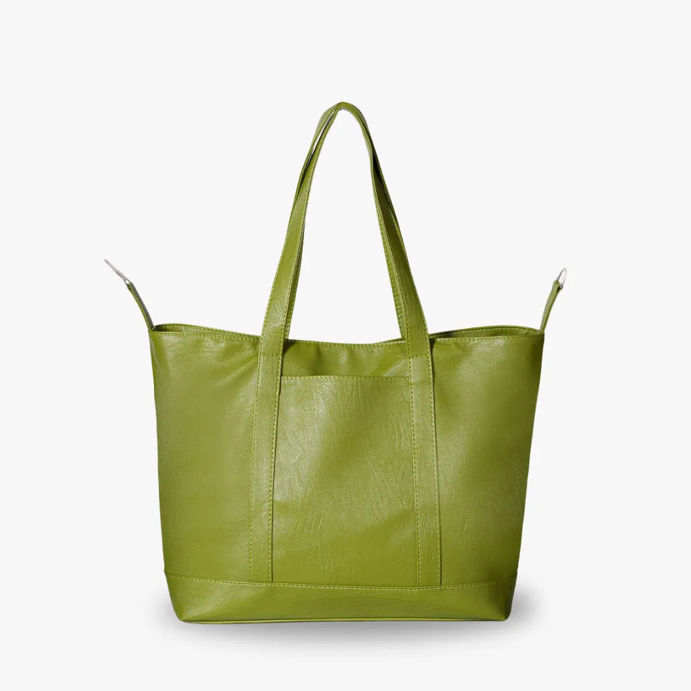 Tote Bag Faux Leather with Zip, Key Hook and Top Handles