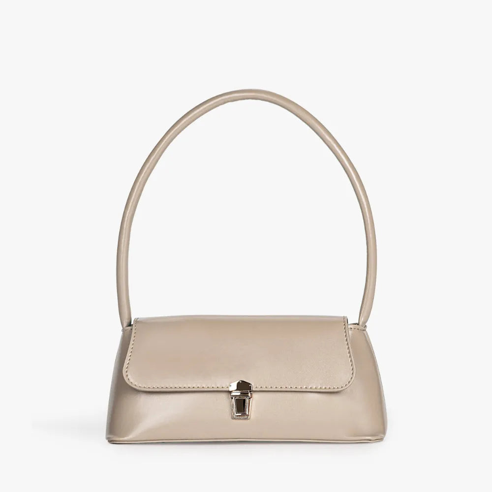 Shoulder Bag Faux Leather with Gold-Tone Hardware