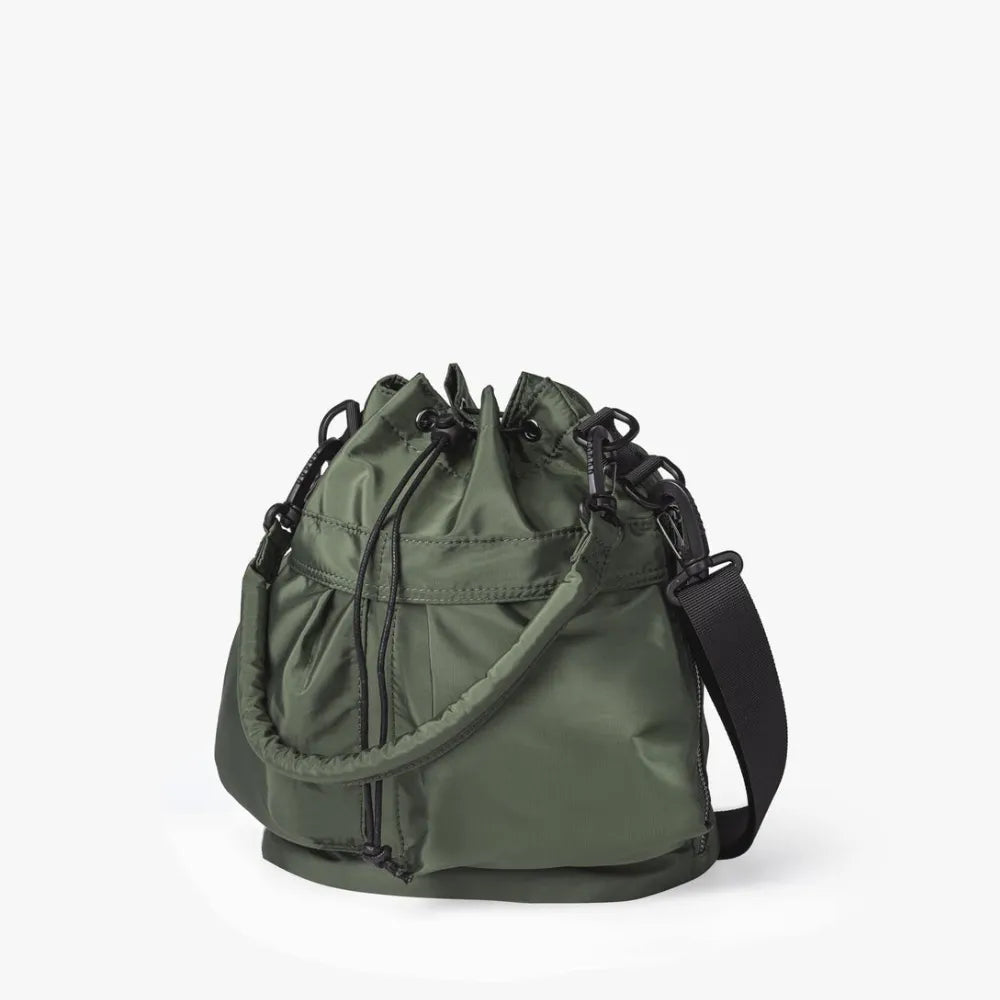 Bucket Bag Nylon with Drawstring, Top Handles and Strap