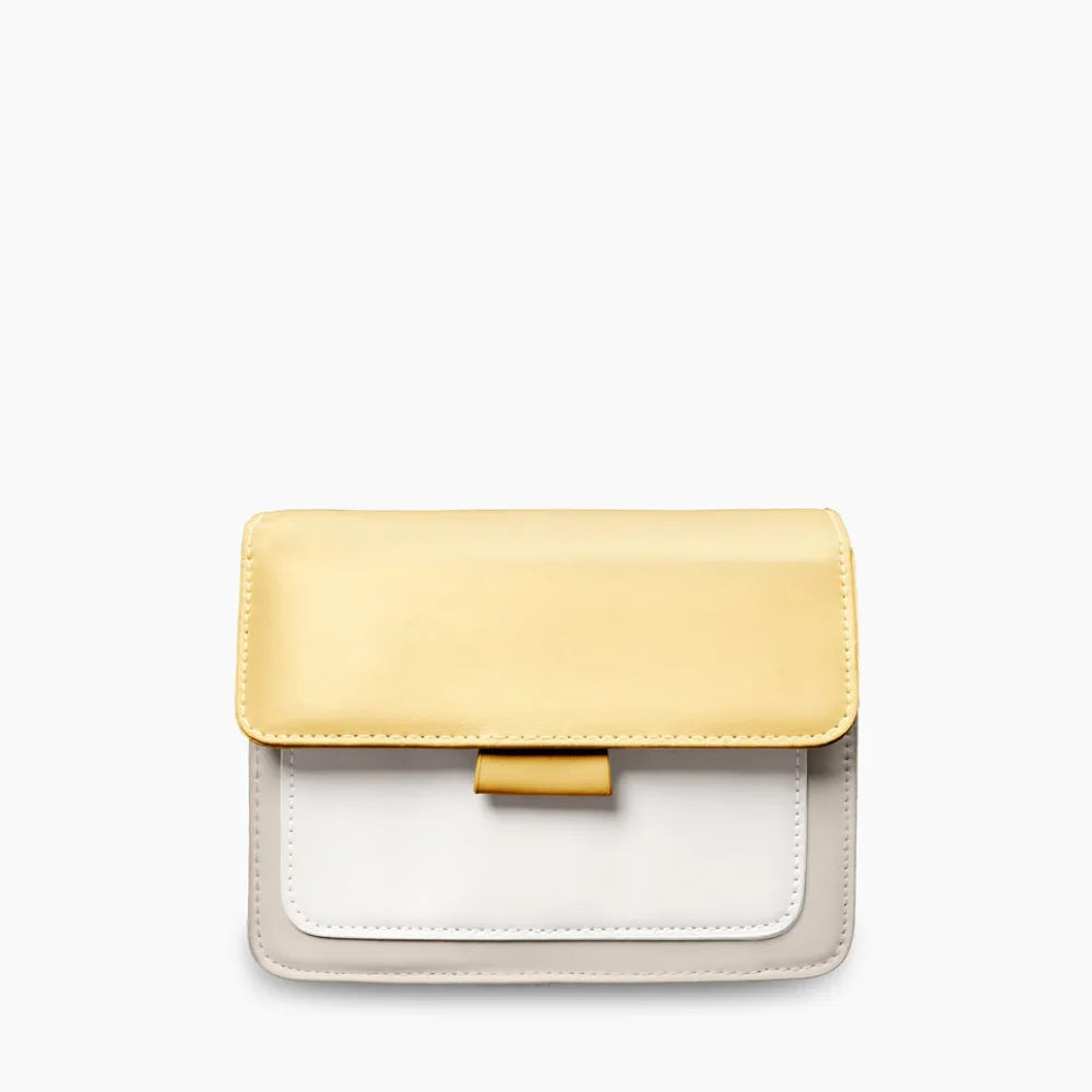 Crossbody Bag Faux Leather Two-Tone with Two Removable Straps