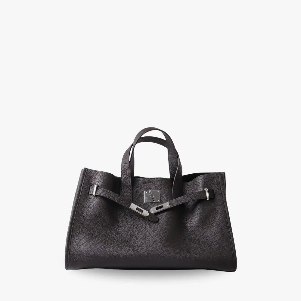 Tote Bag Grained Leather with Detachable Strap and Laptop Fit