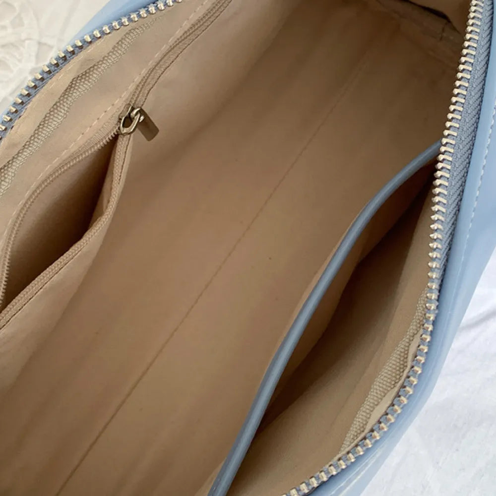 Bowling Bag Glossy Faux Leather with Double Zip and Long Handles
