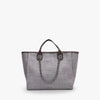 Tote Bag Textured Canvas with Chain Strap and Faux Leather Handle