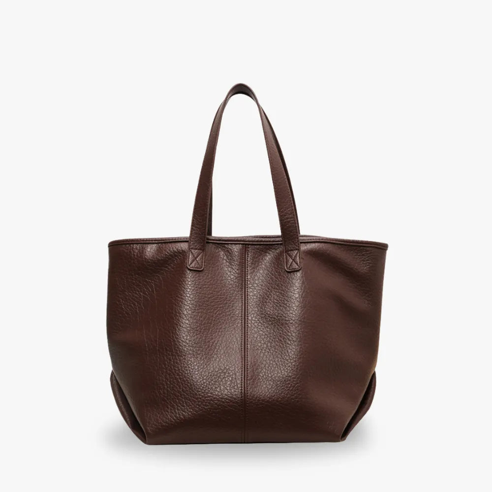 Tote Bag Faux Leather with Zipped Compartment and Sturdy Handles