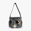 Hobo Bag Canvas with Star Patches, Zip and Laptop Compartment