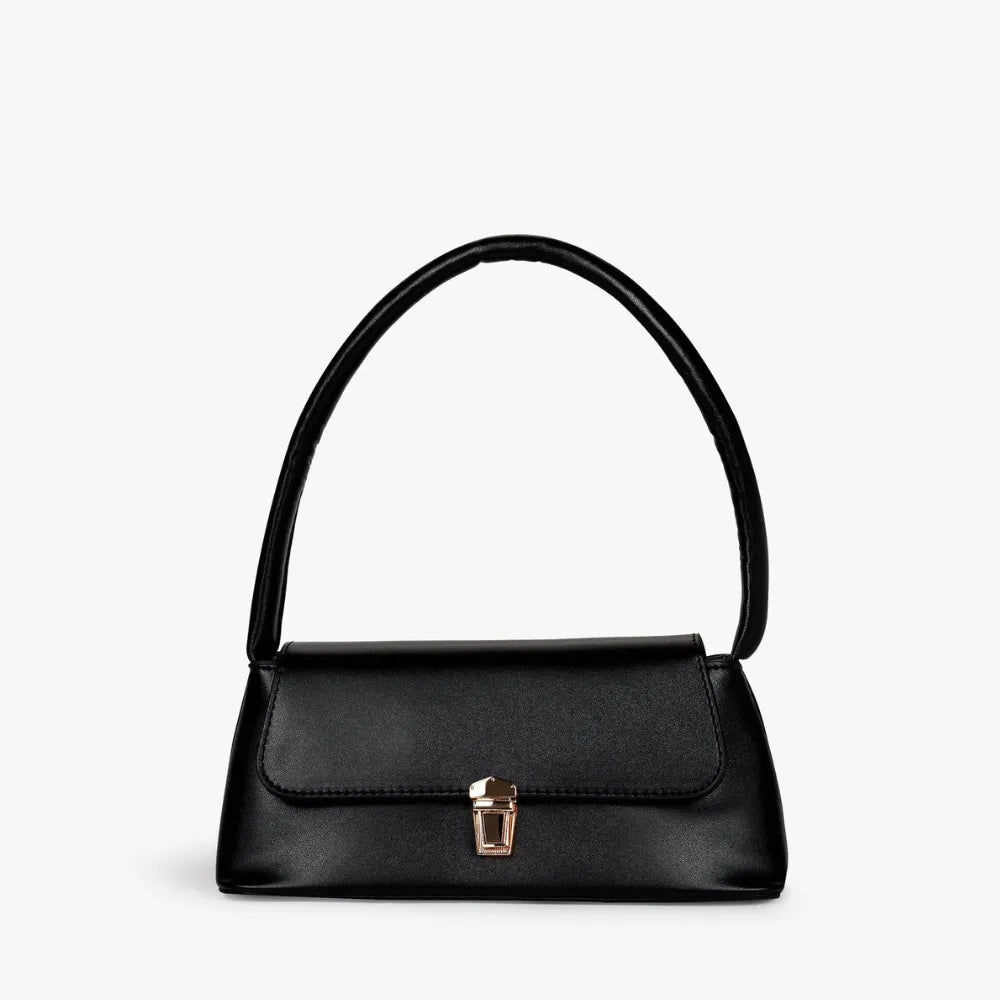Shoulder Bag Faux Leather with Gold-Tone Hardware