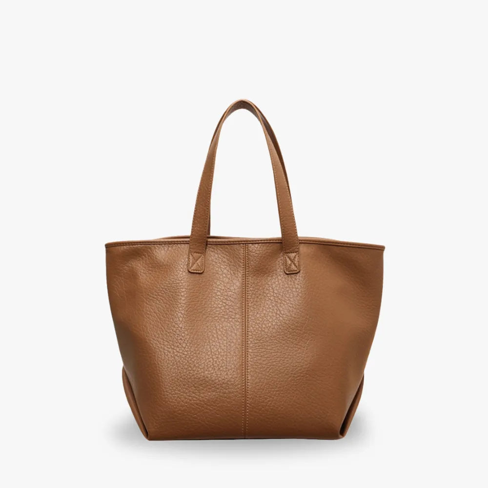Tote Bag Faux Leather with Zipped Compartment and Sturdy Handles