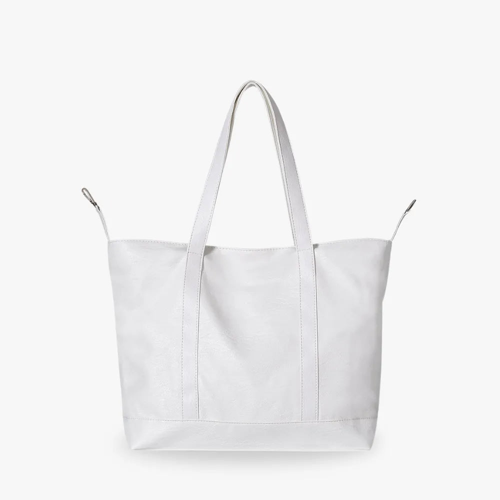 Tote Bag Faux Leather with Zip, Key Hook and Top Handles
