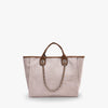 Tote Bag Textured Canvas with Chain Strap and Faux Leather Handle