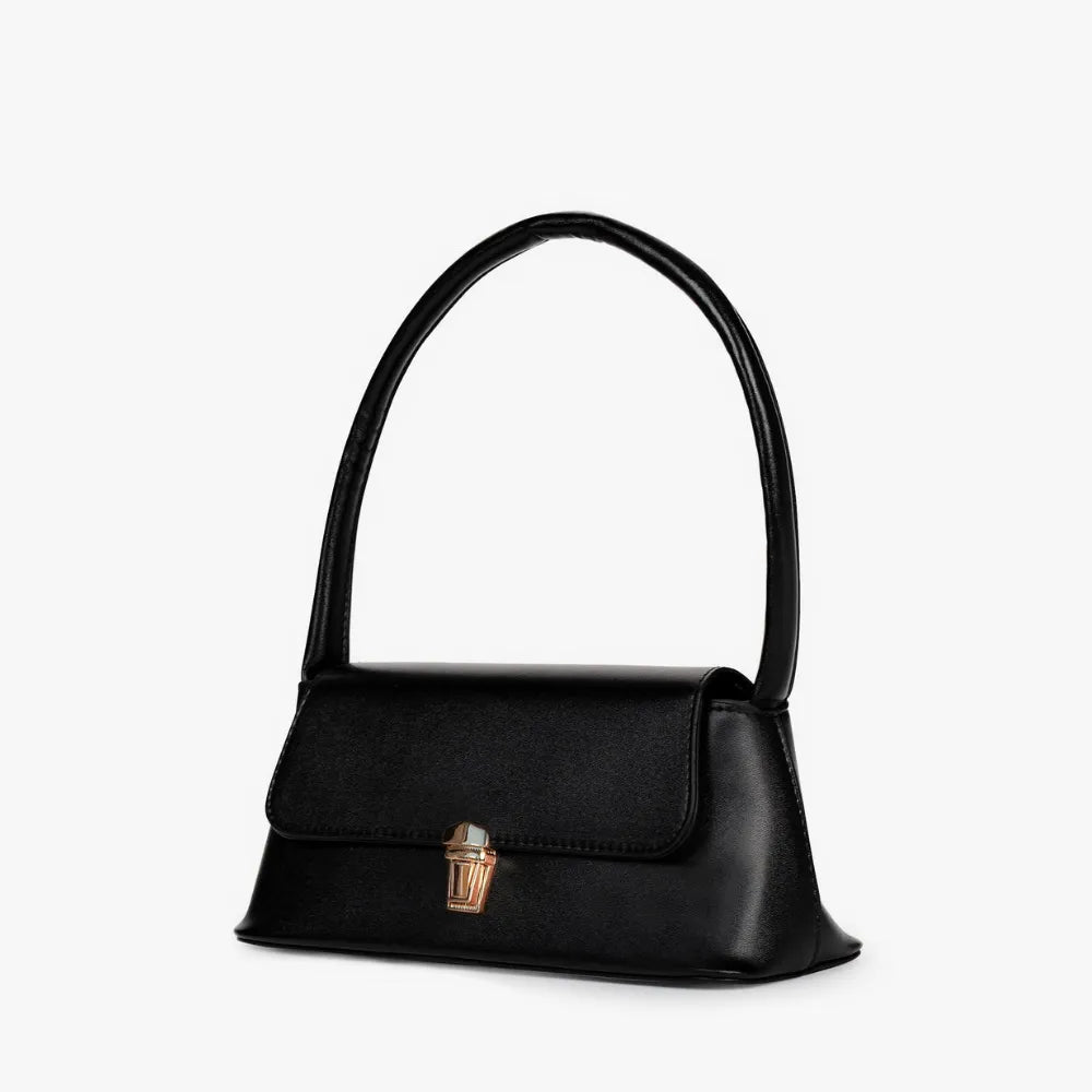 Shoulder Bag Faux Leather with Gold-Tone Hardware
