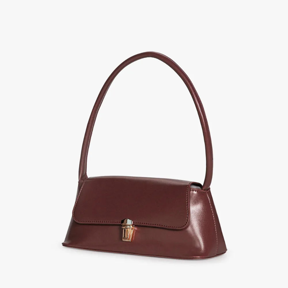 Shoulder Bag Faux Leather with Gold-Tone Hardware
