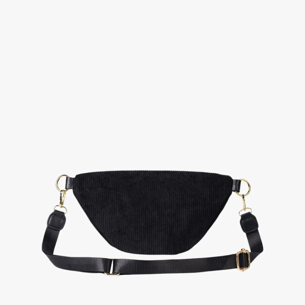Belt Bag Corduroy with Faux Leather Trim and Removable Strap