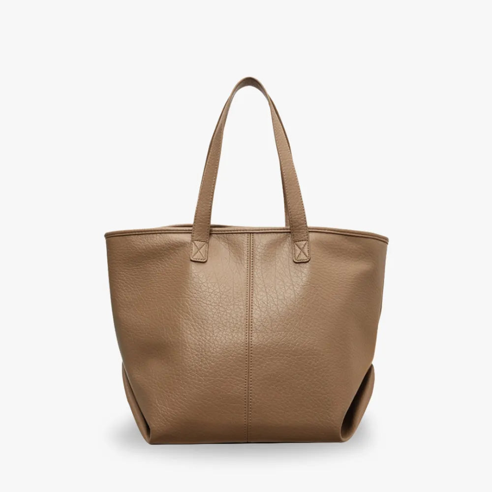 Tote Bag Faux Leather with Zipped Compartment and Sturdy Handles