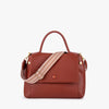 Top Handle Bag Faux Leather with Canvas Crossbody Strap