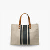 Tote Bag Textured Canvas with Faux Leather Handle and Pockets