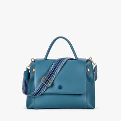 Top Handle Bag Faux Leather with Canvas Crossbody Strap