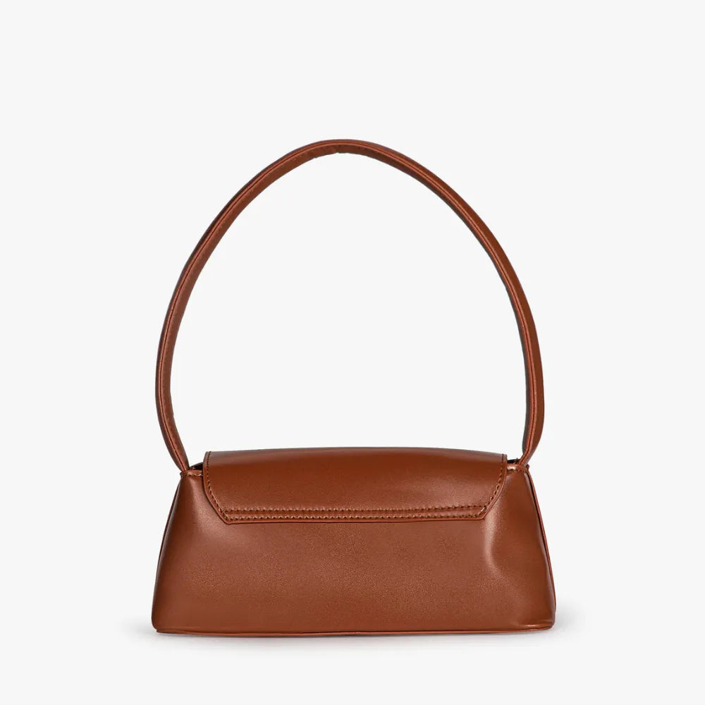 Shoulder Bag Faux Leather with Gold-Tone Hardware