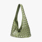 Hobo Bag Faux Leather with Metallic Rivets and Wide Strap