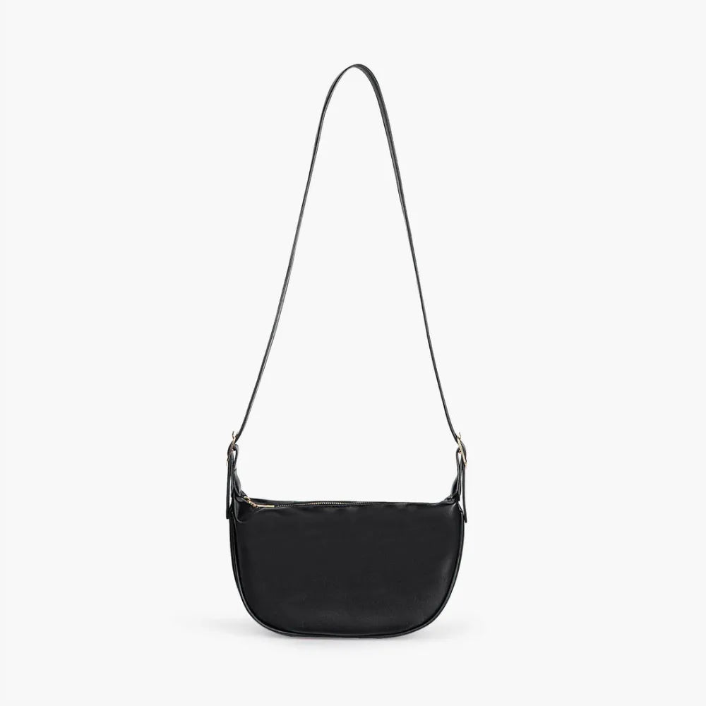 Crescent Bag Faux Leather with Zip and Adjustable Strap