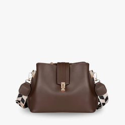Crossbody Bag Faux Leather with Canvas Strap and Metal Clasp