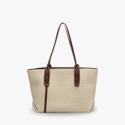 Tote Bag Faux Leather Braided with Zip and Wide Handles