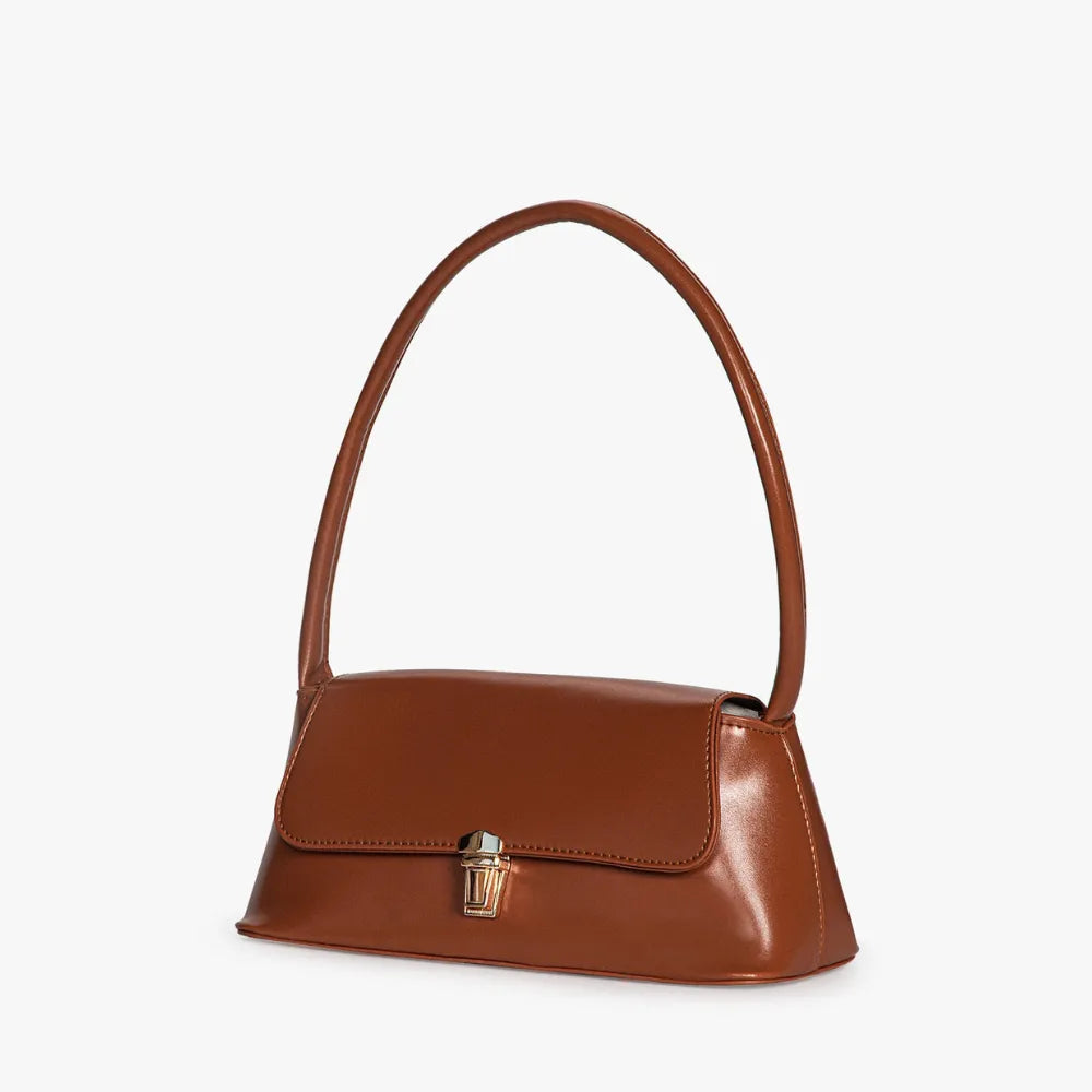 Shoulder Bag Faux Leather with Gold-Tone Hardware