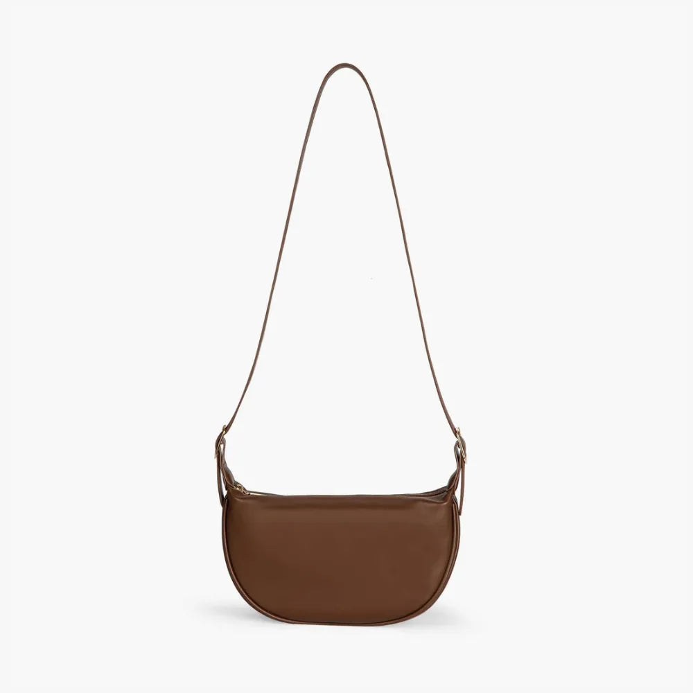 Crescent Bag Faux Leather with Zip and Adjustable Strap