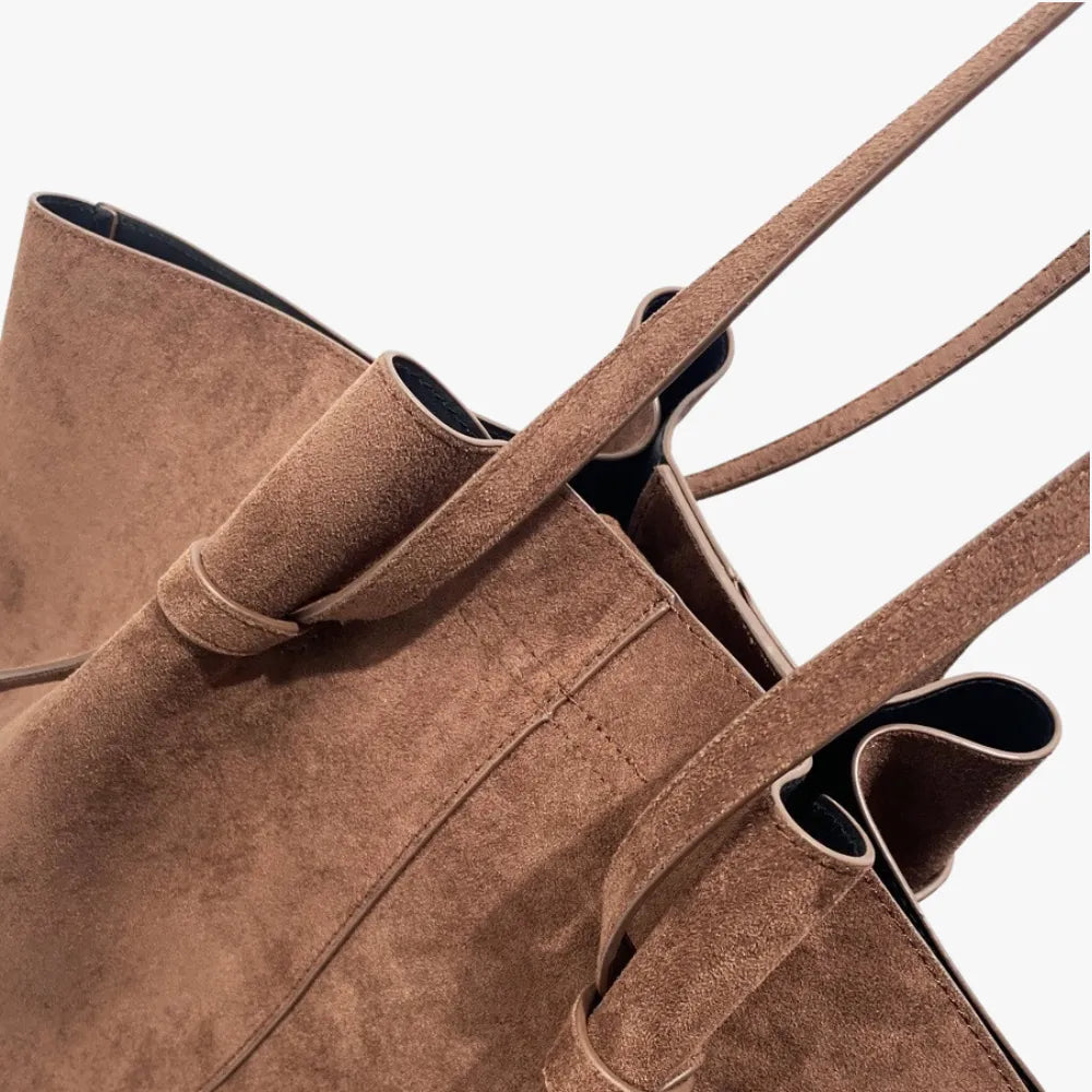 Tote Bag Oversized Faux Suede with Magnetic Closure and Handles
