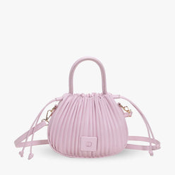 Crossbody Bag Faux Leather with Top Handle and Pleated Design
