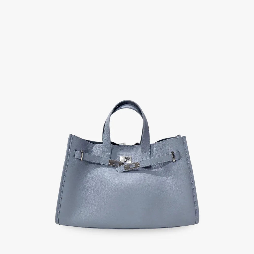 Tote Bag Grained Leather with Detachable Strap and Laptop Fit