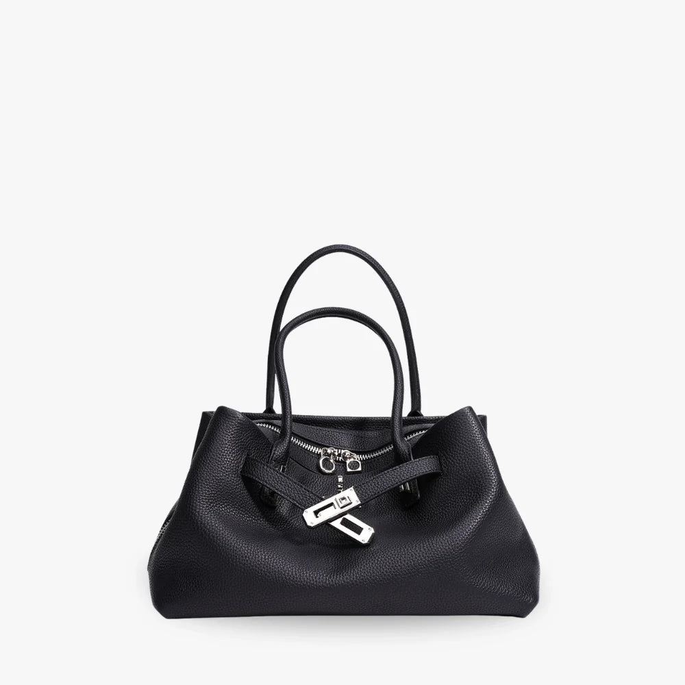 Top Handle Bag Grained Leather with Removable Crossbody Strap