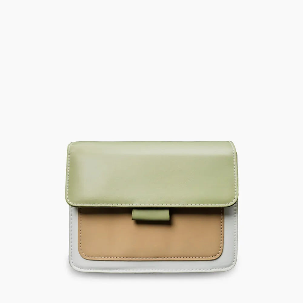 Crossbody Bag Faux Leather Two-Tone with Two Removable Straps