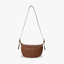 Crescent Bag Faux Leather Woven Detail with Zip and Strap
