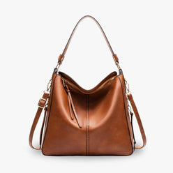 Top Handle Bag Faux Leather with Removable Strap and Zip Top