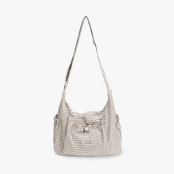 Crossbody Bag Checkered Nylon Polyester with Drawstring Front Pocket