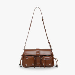 Crossbody Bag Faux Leather with Magnetic Flap and Zip Pockets