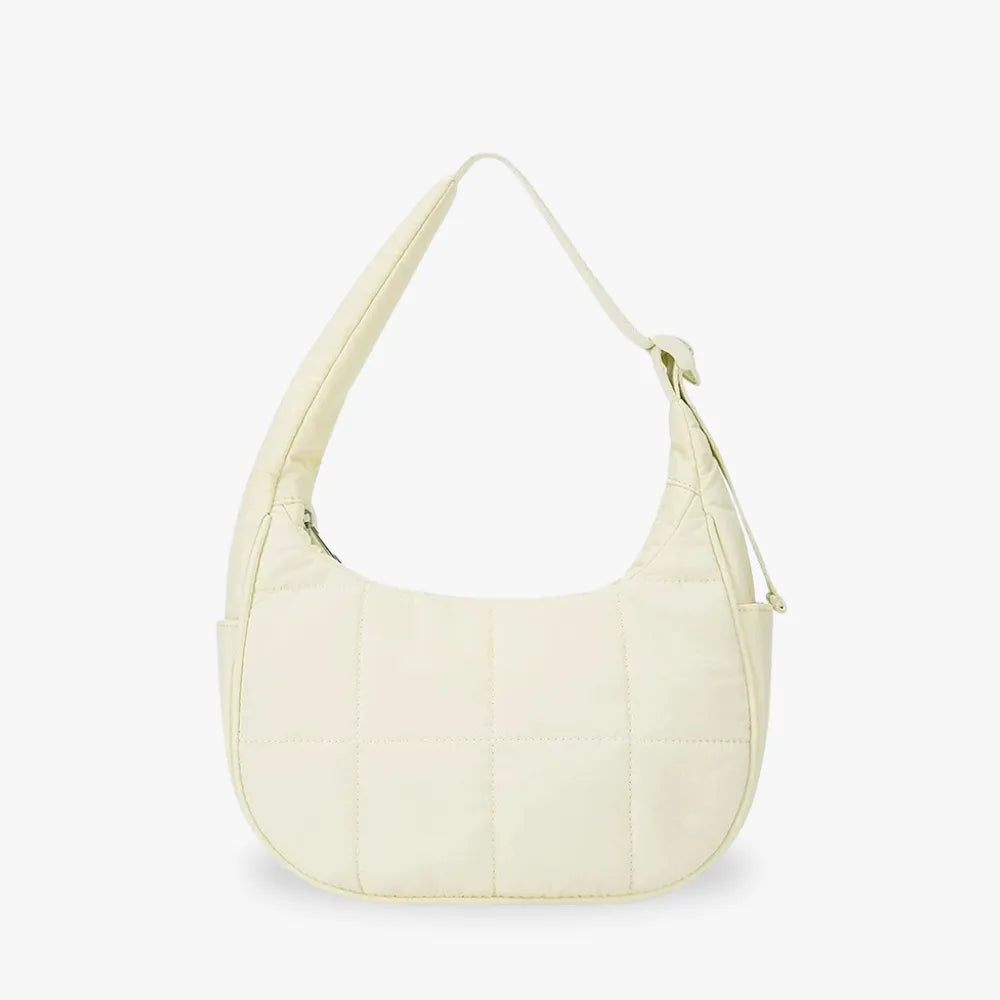 Shoulder Bag Quilted Waterproof Nylon with Zip and Mesh Pockets