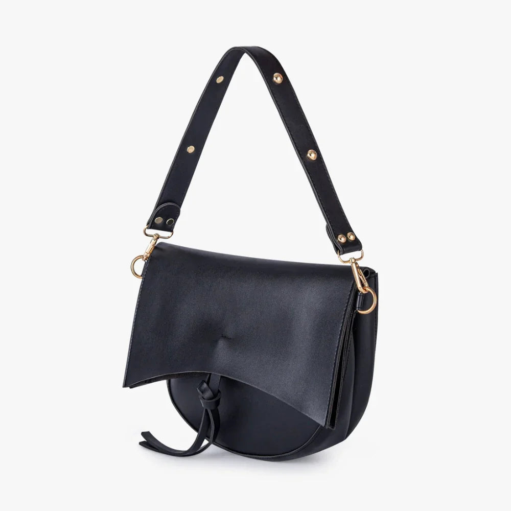 Crossbody Bag Faux Leather with Two Straps, Tassel and Snap Closure