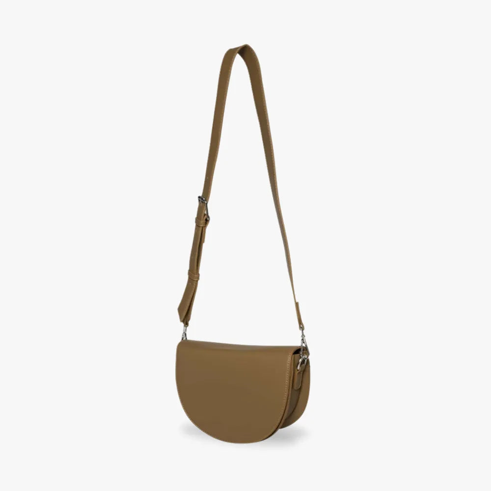 Crescent Bag Faux Leather with Zip and Removable Strap