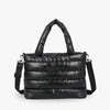 Cotton and nylon tote bag with zip top and removable strap