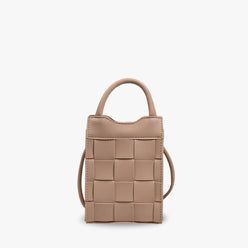 Phone Bag Faux Leather Woven with Top Handles and Strap