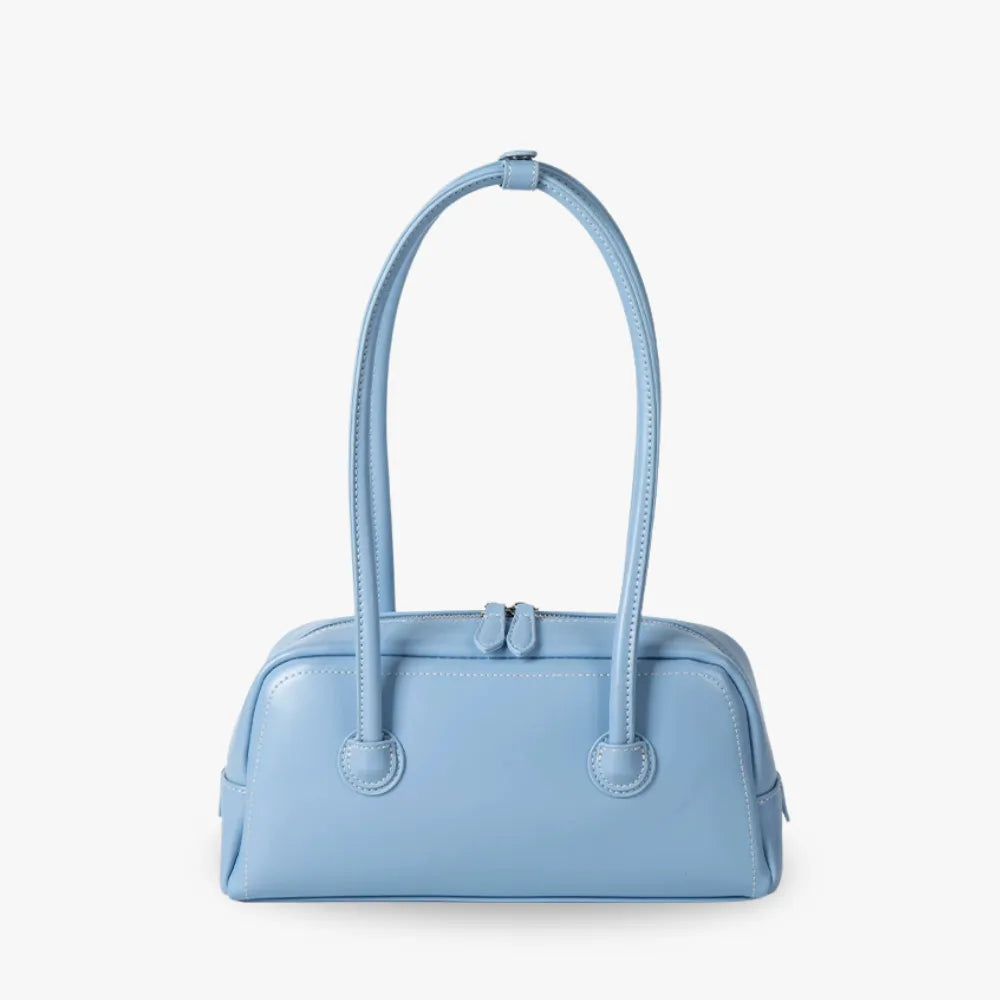 Bowling Bag Glossy Faux Leather with Double Zip and Long Handles